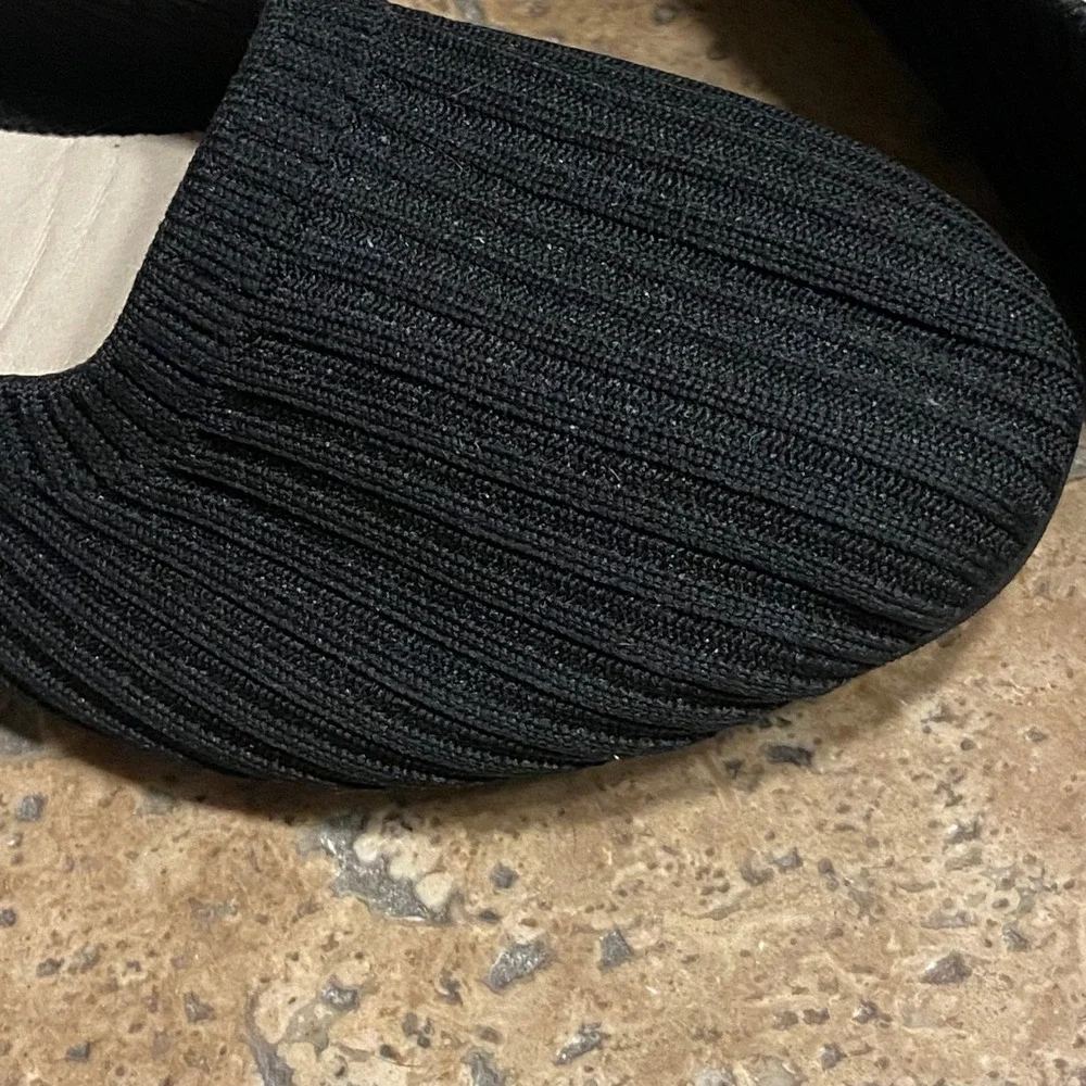 Danskin Hope Womens Black Ribbed Knit Vegan Ballet Flats Slip On Shoes Size 7